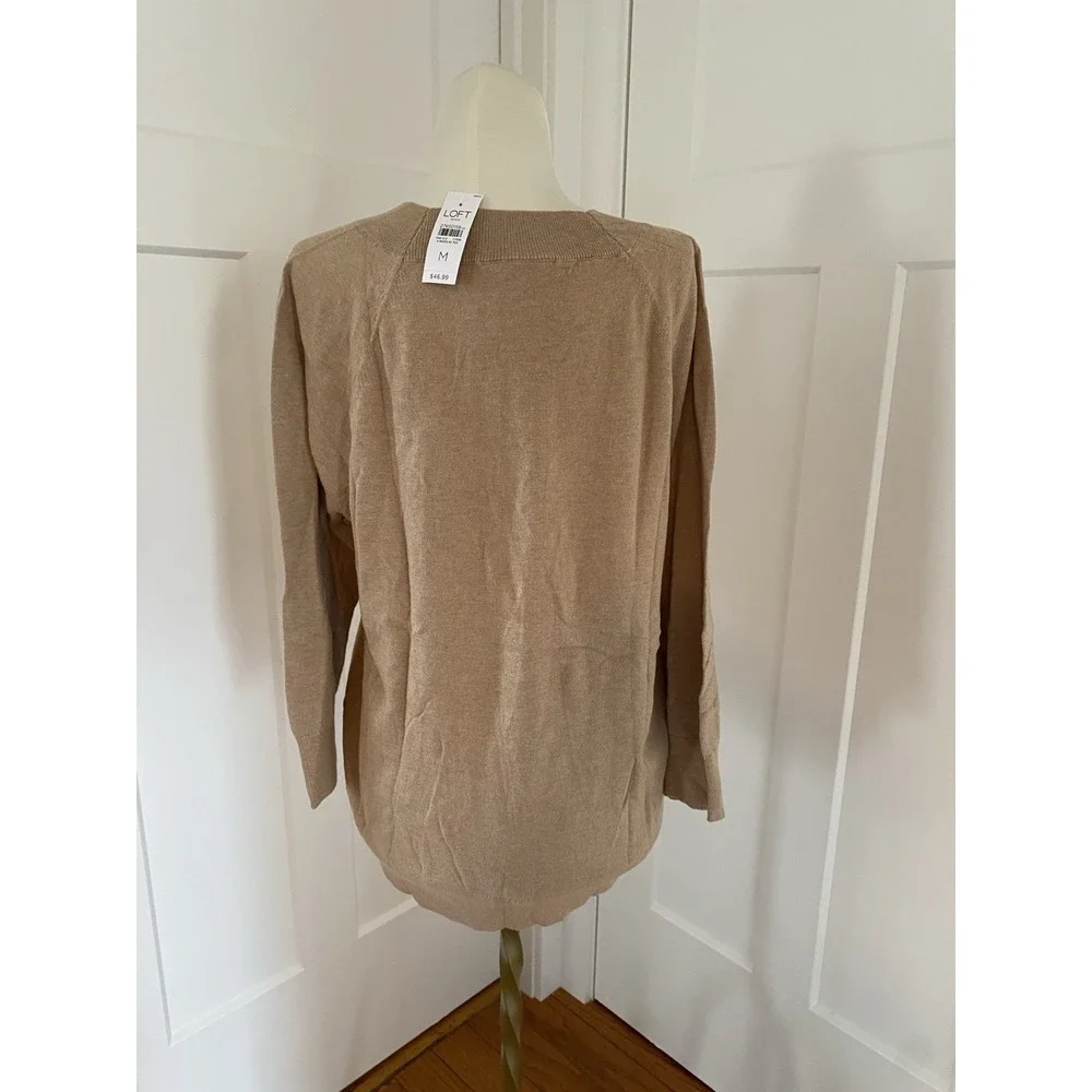 Loft NWT Cotton Blend Lightweight Sweater Tan Size Medium